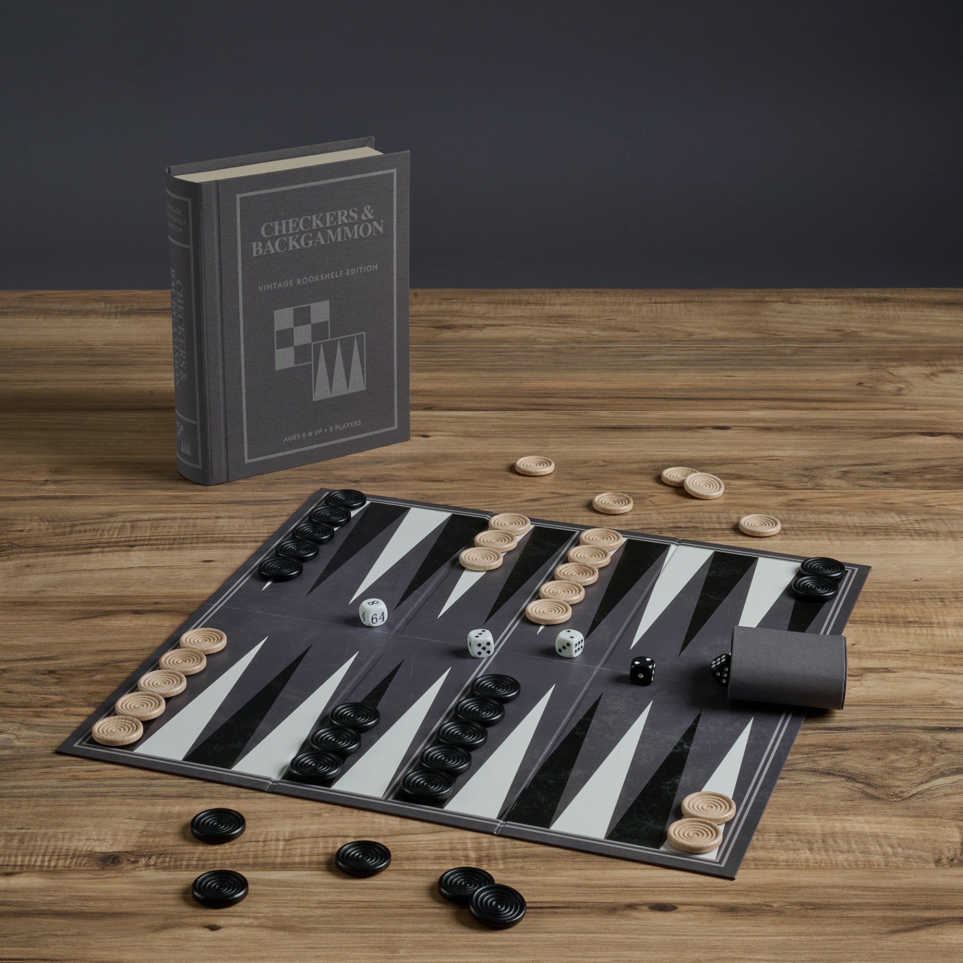 Checkers and Backgammon Vintage Bookshelf Edition – Backgammon