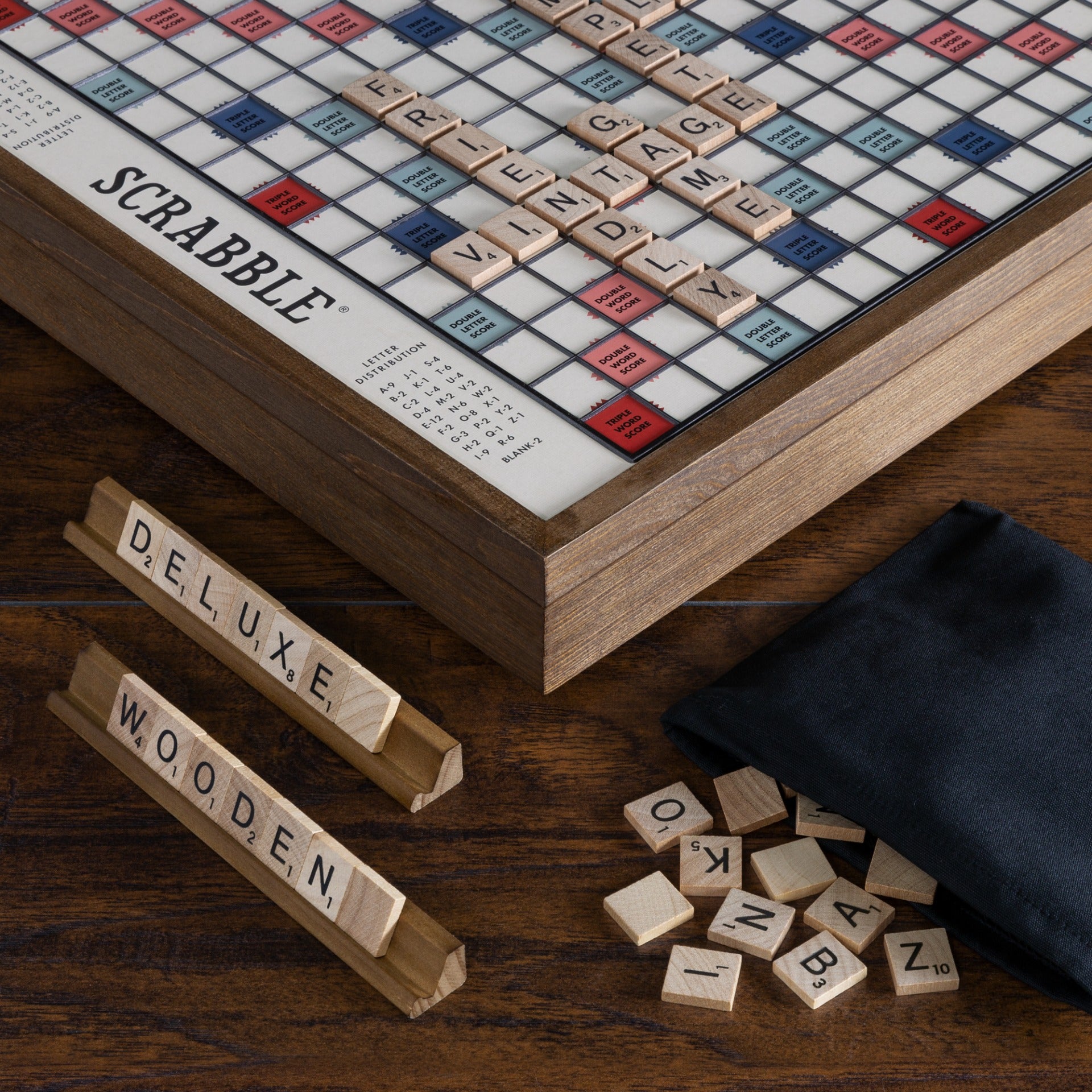 Scrabble Deluxe Vintage Edition – Close Up View