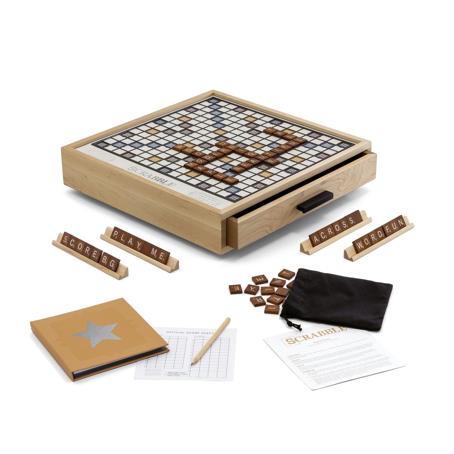 Scrabble Maple Luxe Edition – Full Game on White Background