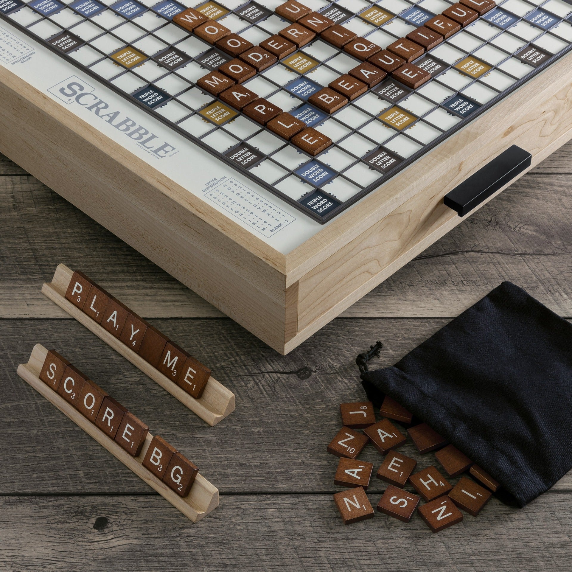 Scrabble Maple Luxe Edition – Close Up View