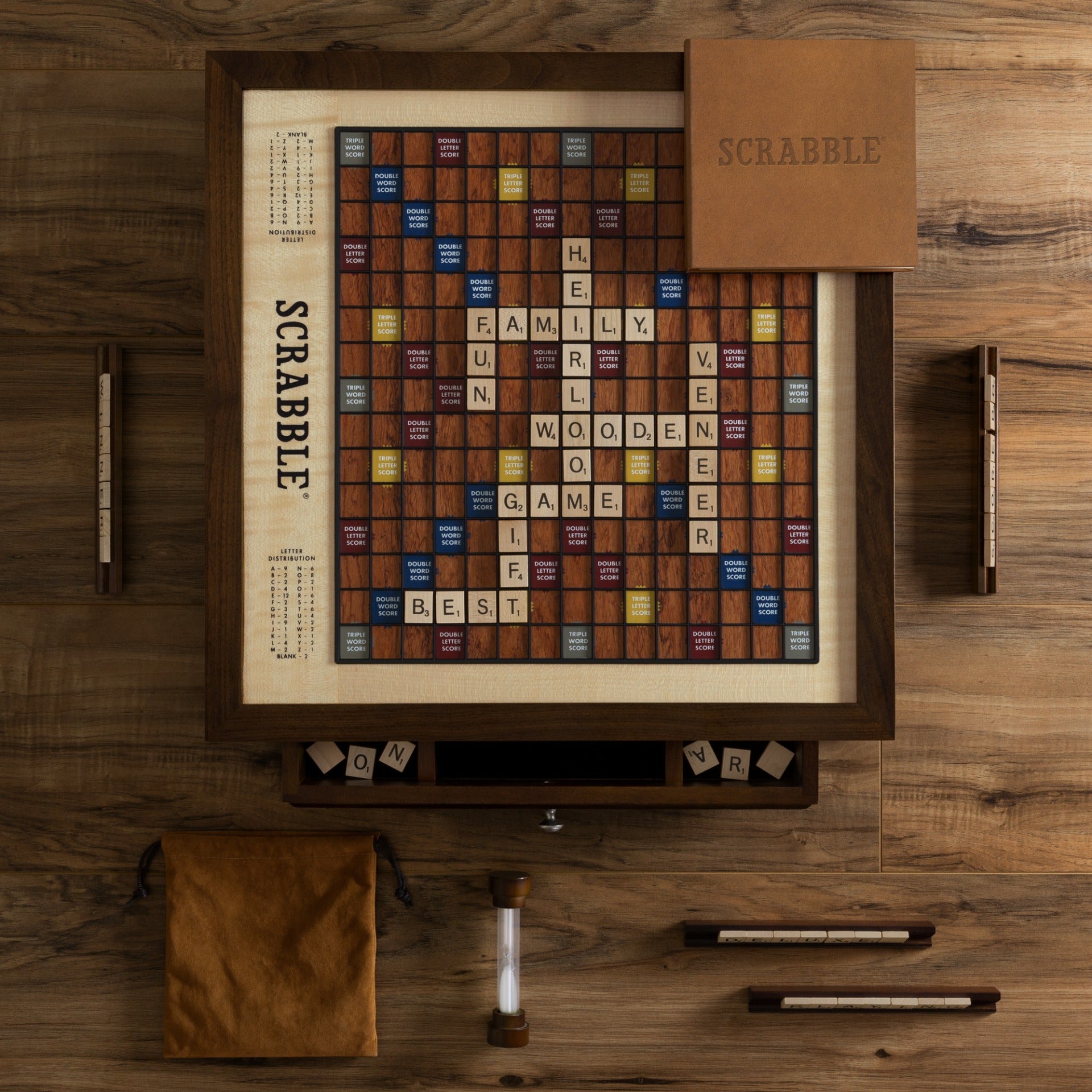 Wooden Scrabble Board Game - newest Maple Luxury Edition