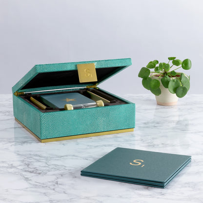 Scrabble Del Mar Shagreen Edition – Shagreen Storage Box with Gold Latch