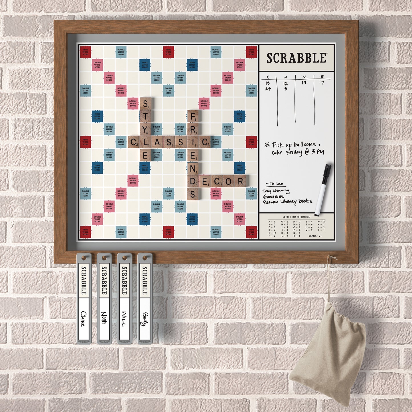 Scrabble Deluxe Vintage 2-in-1 Wall Edition – Close Up View on Wall