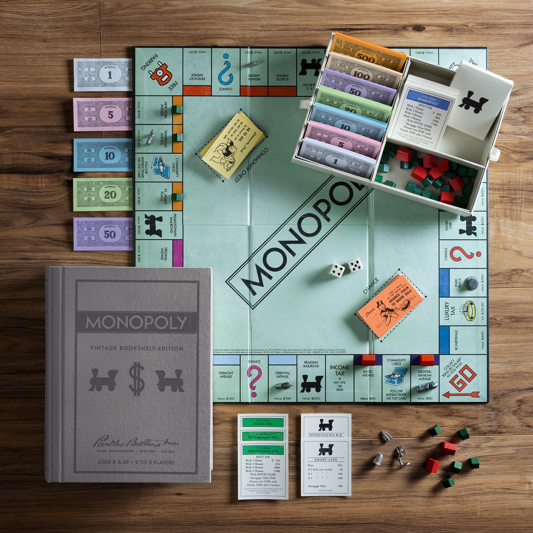 Monopoly Vintage Bookshelf Edition – Top Down View