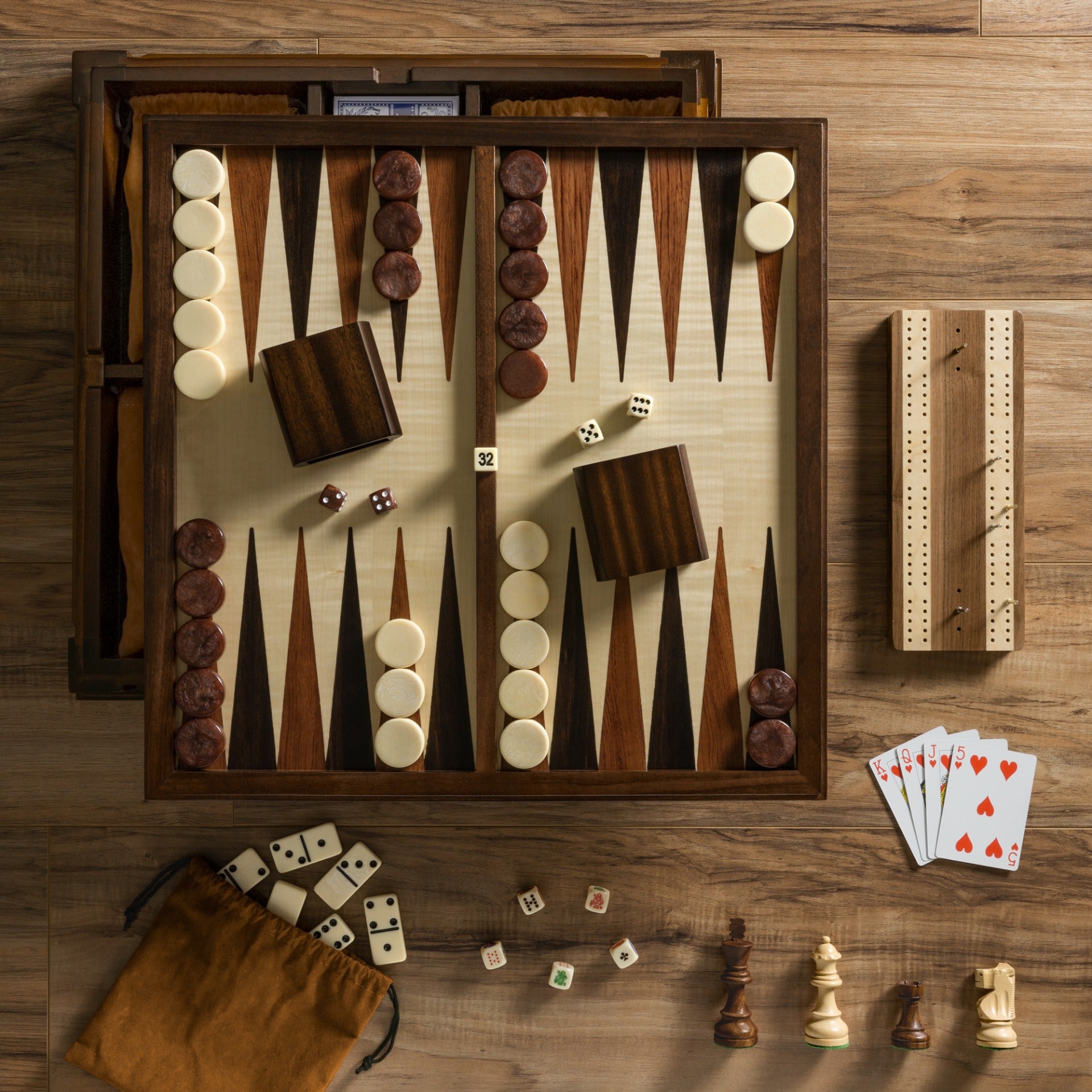 Chess 7-in-1 Heirloom Edition – Backgammon Top Down View