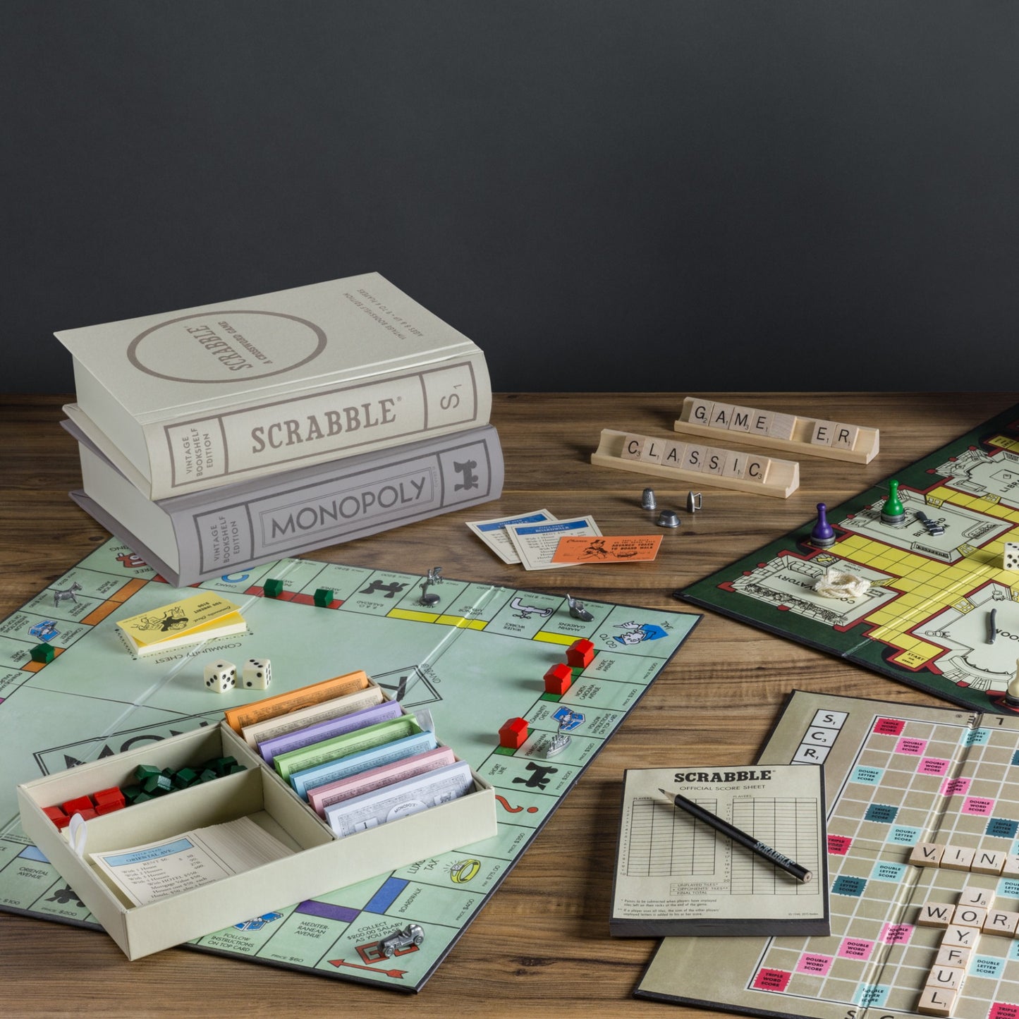 Vintage Bookshelf Collection – Monopoly and Scrabble