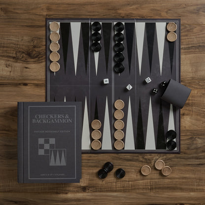 Checkers and Backgammon Vintage Bookshelf Edition – Backgammon Top Down View