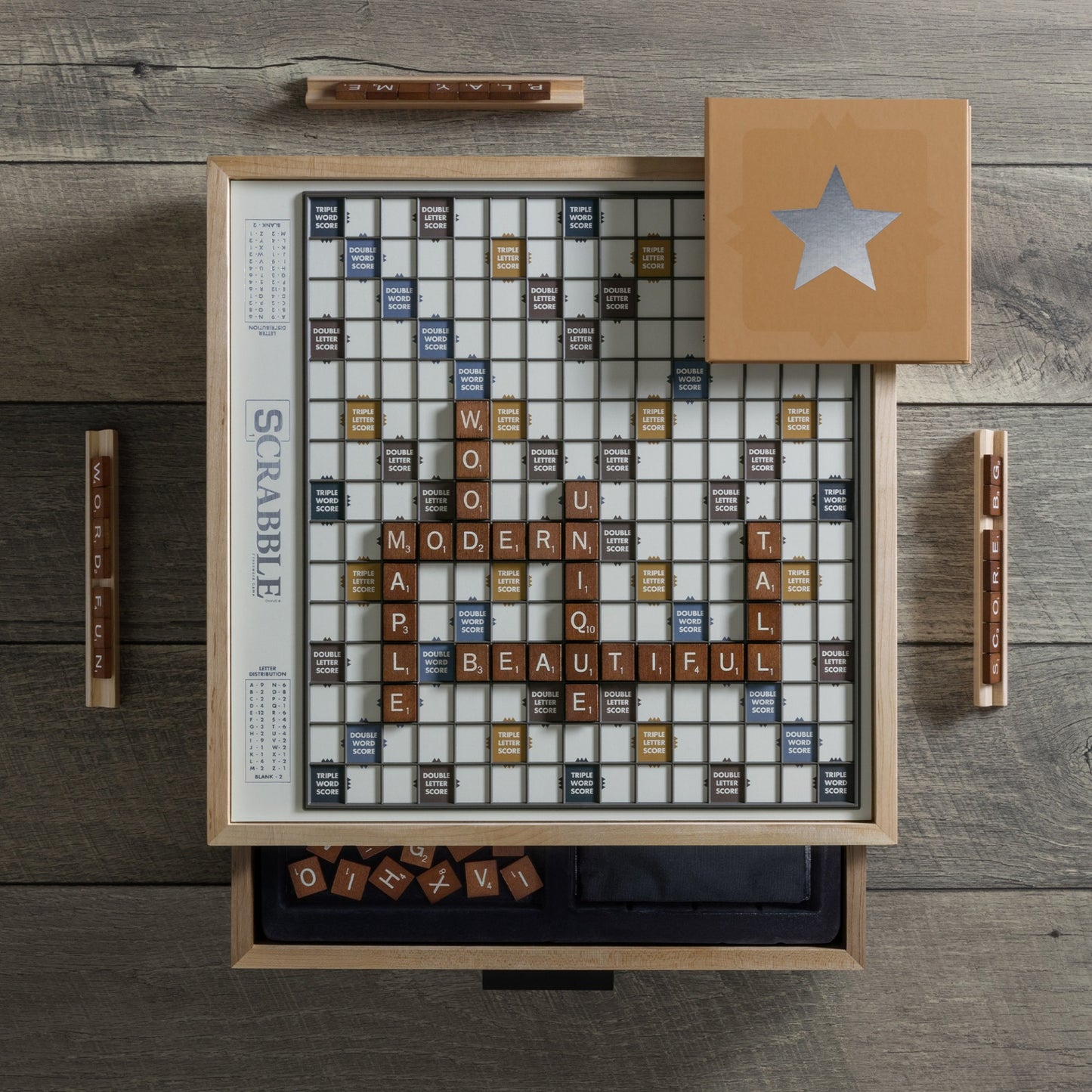 Scrabble Maple Luxe Edition – Top Down View