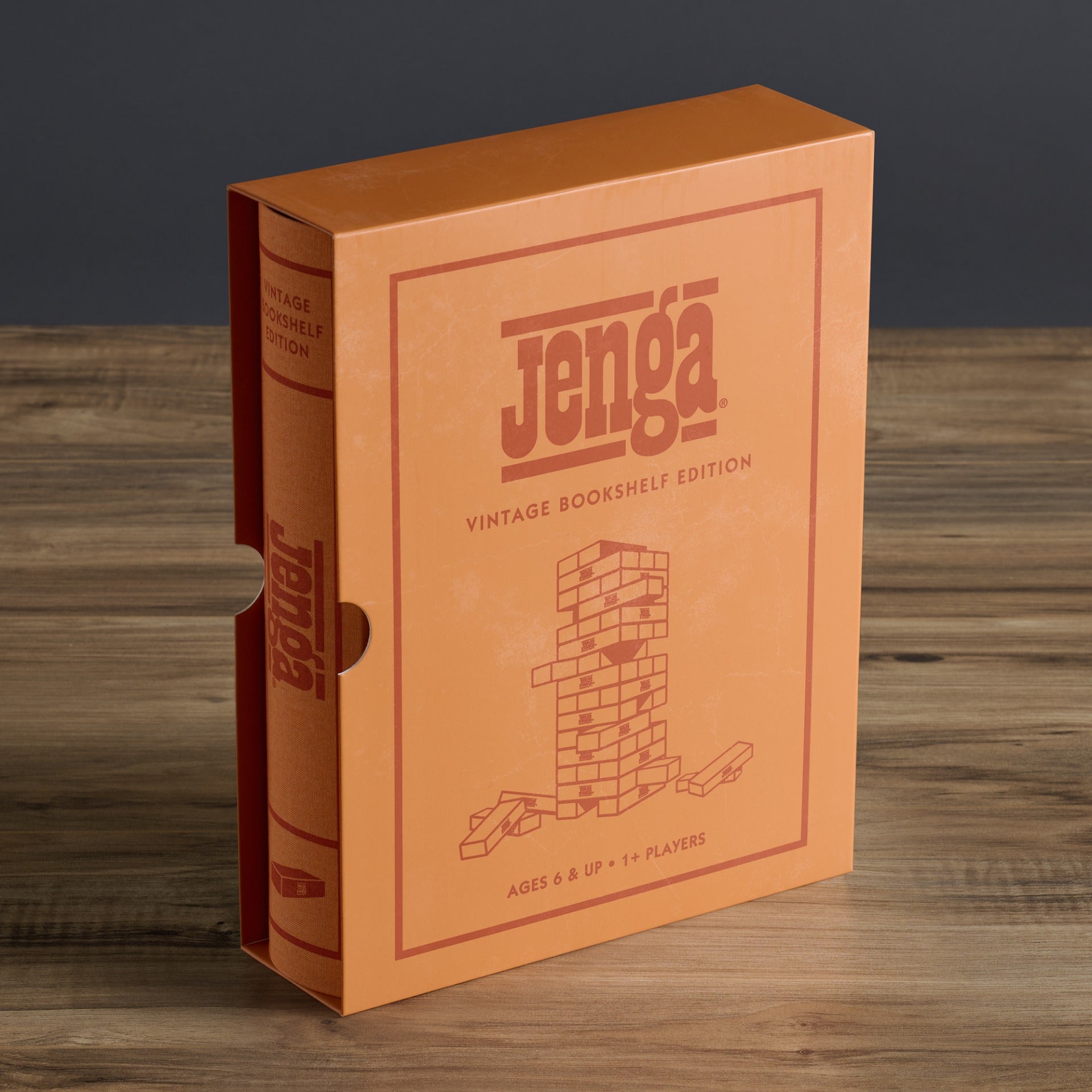 Jenga Vintage Bookshelf Edition – Book Sleeve/Packaging