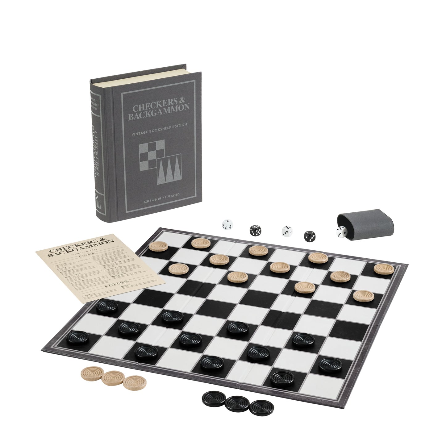 Checkers and Backgammon Vintage Bookshelf Edition – Checkers on White Background