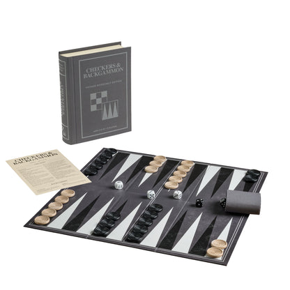 Checkers and Backgammon Vintage Bookshelf Edition – Backgammon on White Background