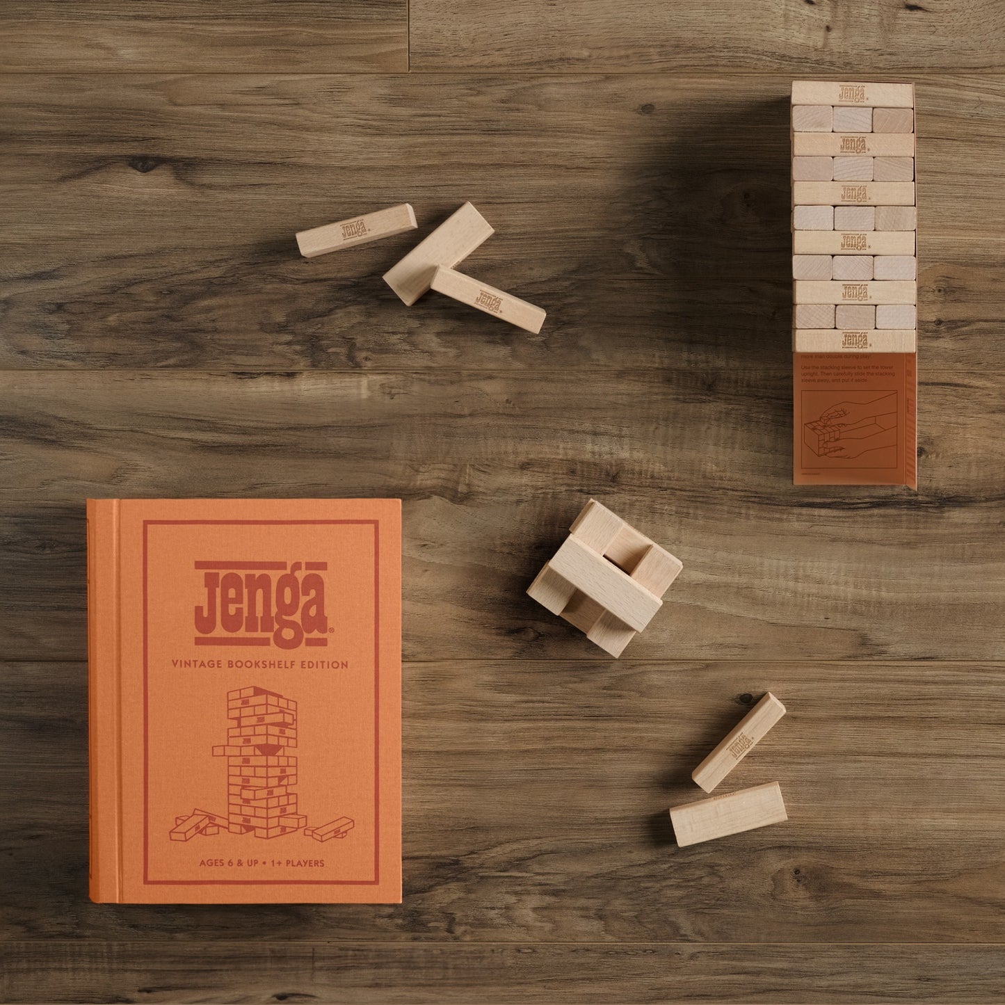 Jenga Vintage Bookshelf Edition – Top Down View