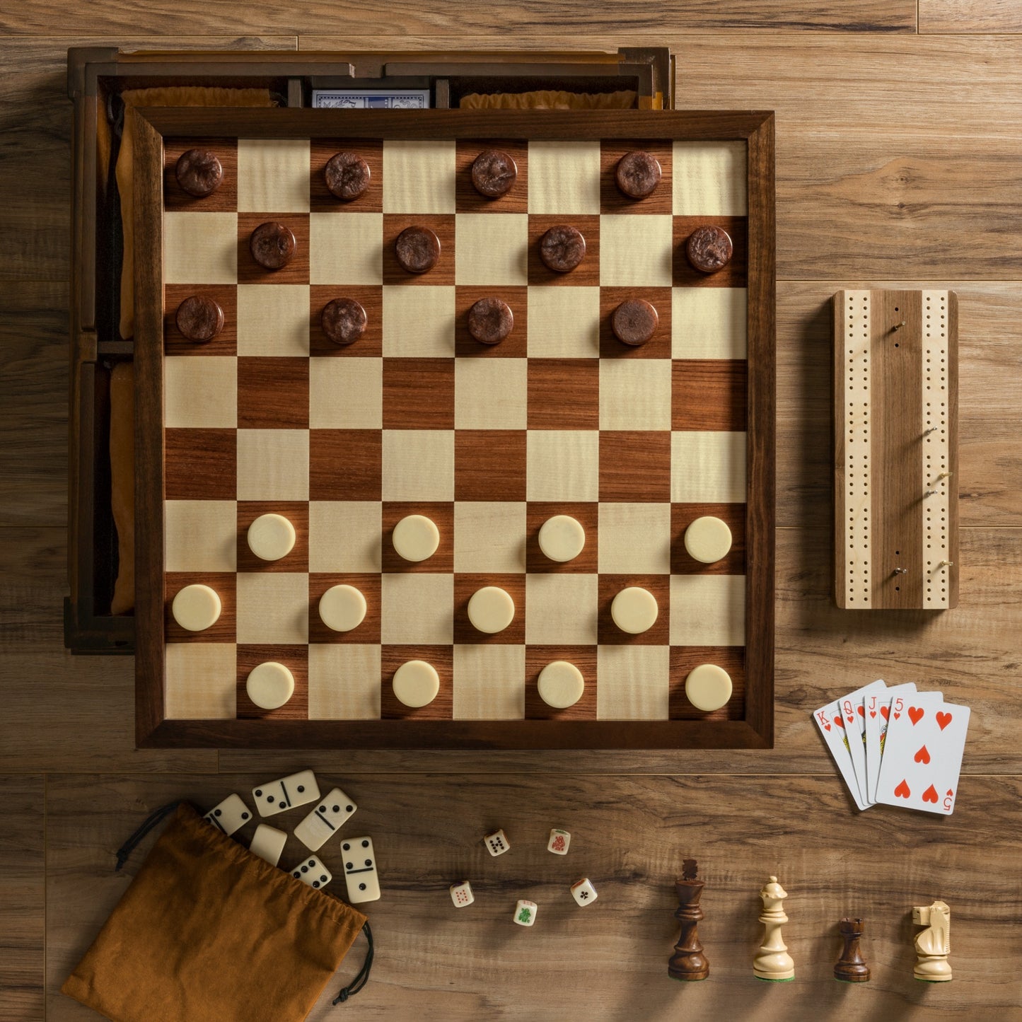 Chess 7-in-1 Heirloom Edition – Checkers Top Down View