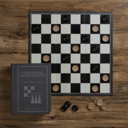 Checkers and Backgammon Vintage Bookshelf Edition – Checkers Top Down View