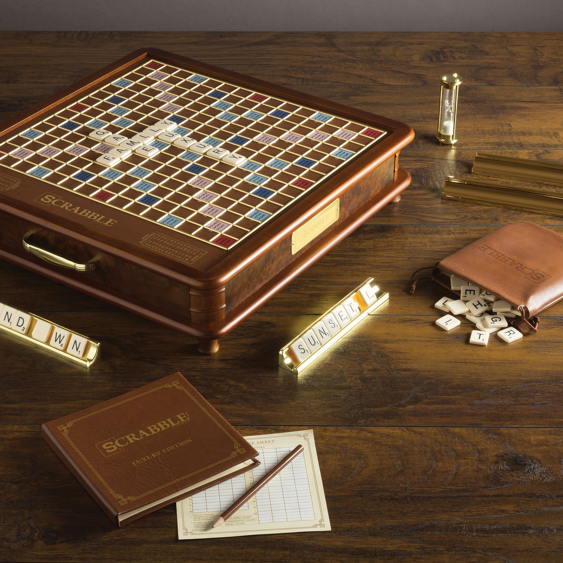 WS Gaming Company Scrabble Deluxe Wooden Edition Rotating Game Board Open outlets Box